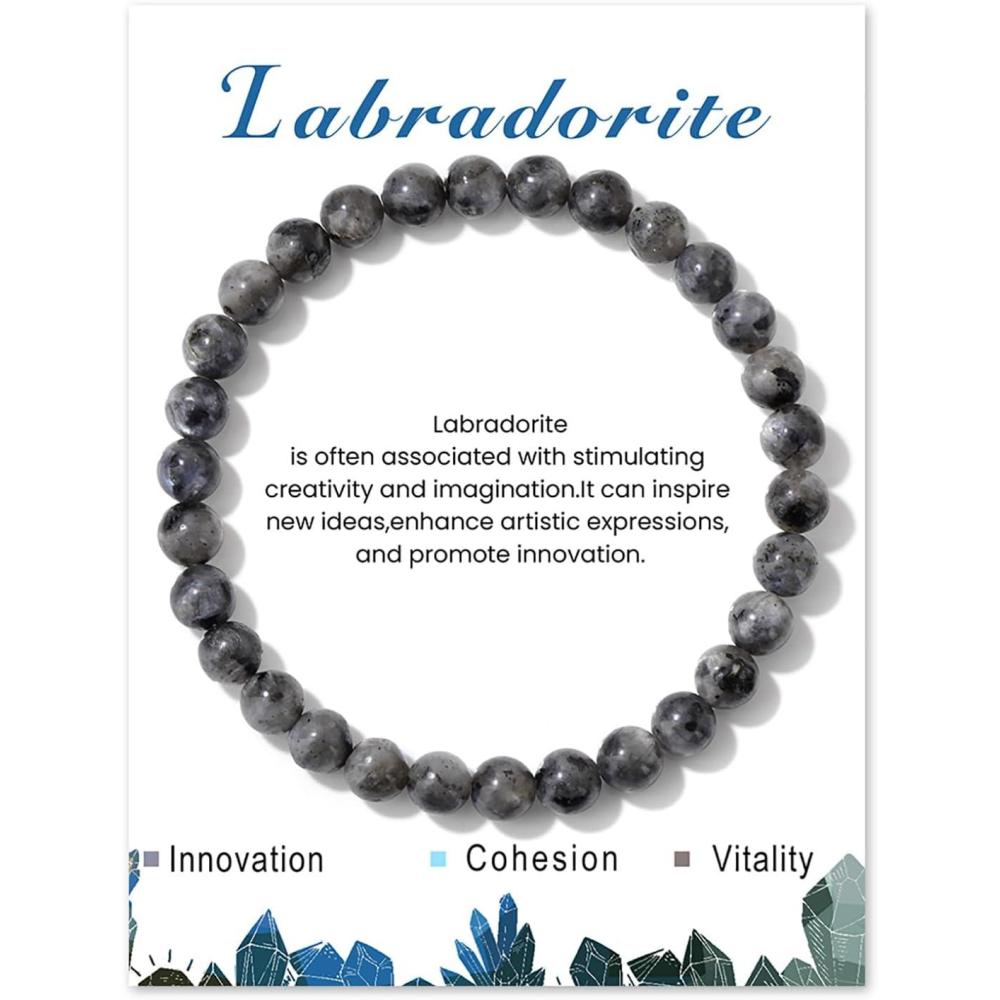 imageCrystal Bracelet for Women Spiritual 6mm Natural Stone Bracelets Handmade Stretch Crystal Beaded Bracelets Energy Gemstone Bracelet Healing Bracelet Crystal Jewelry for Women Menlabradorite