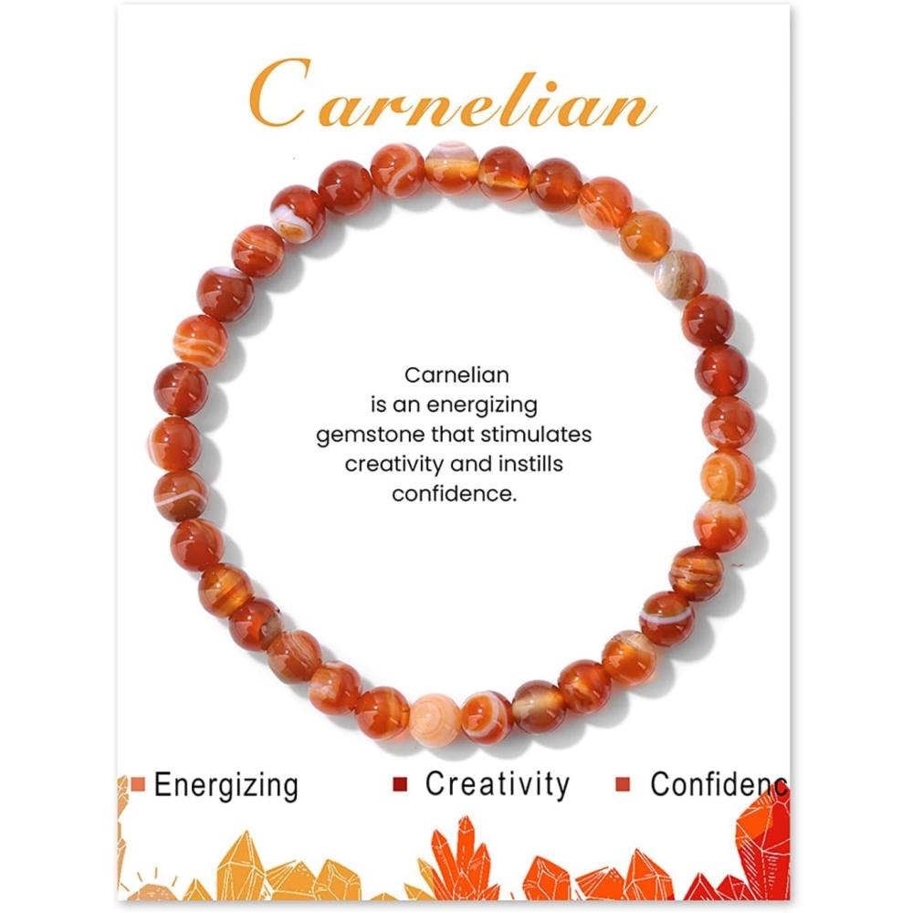 imageCrystal Bracelet for Women Spiritual 6mm Natural Stone Bracelets Handmade Stretch Crystal Beaded Bracelets Energy Gemstone Bracelet Healing Bracelet Crystal Jewelry for Women Mencarnelian