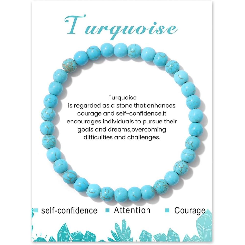 imageCrystal Bracelet for Women Spiritual 6mm Natural Stone Bracelets Handmade Stretch Crystal Beaded Bracelets Energy Gemstone Bracelet Healing Bracelet Crystal Jewelry for Women Menturquoise