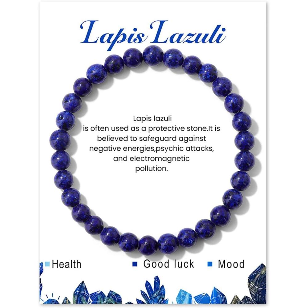 imageCrystal Bracelet for Women Spiritual 6mm Natural Stone Bracelets Handmade Stretch Crystal Beaded Bracelets Energy Gemstone Bracelet Healing Bracelet Crystal Jewelry for Women Menlapis lazuli