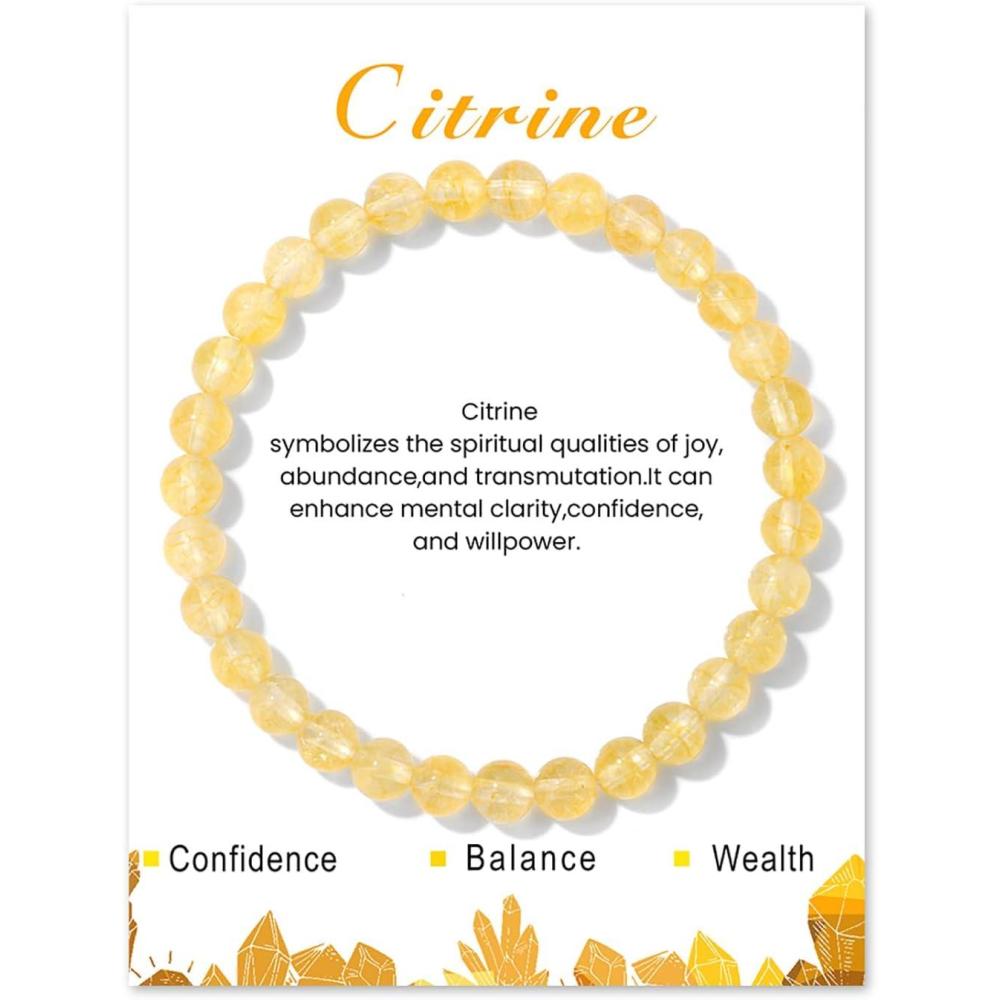 imageCrystal Bracelet for Women Spiritual 6mm Natural Stone Bracelets Handmade Stretch Crystal Beaded Bracelets Energy Gemstone Bracelet Healing Bracelet Crystal Jewelry for Women Mencitrine