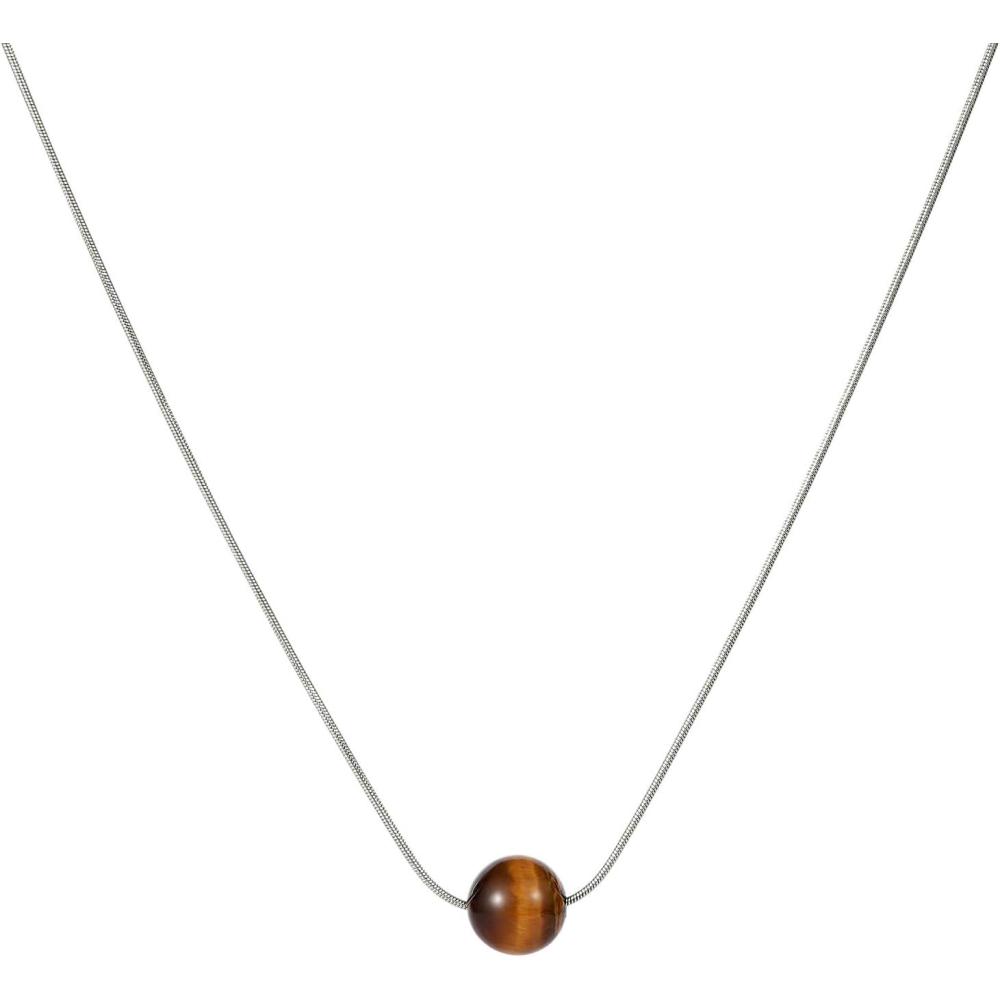 imageLit Wall Crystal Necklaces for Women 10mm 18K Gold White Plated Crystal Pendant Natural Stone Necklace Adjustable Gemstone Necklace Healing Crystal Necklace Silver Necklaces for WomenTiger Eye