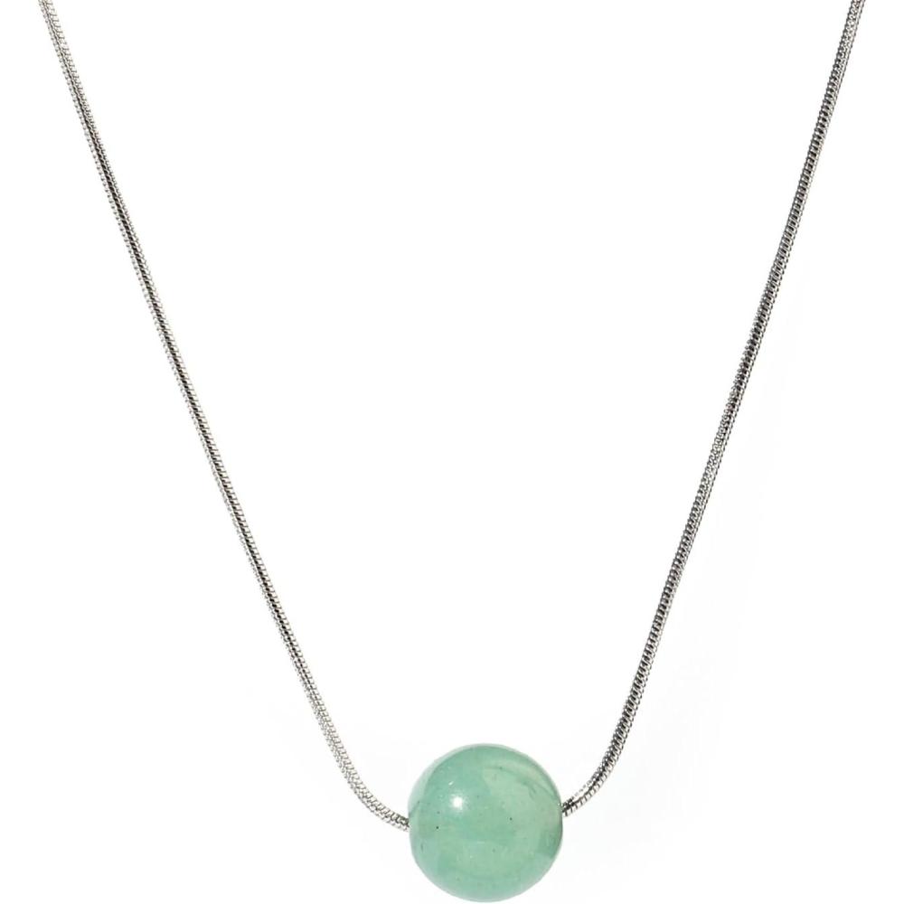 imageLit Wall Crystal Necklaces for Women 10mm 18K Gold White Plated Crystal Pendant Natural Stone Necklace Adjustable Gemstone Necklace Healing Crystal Necklace Silver Necklaces for WomenJade