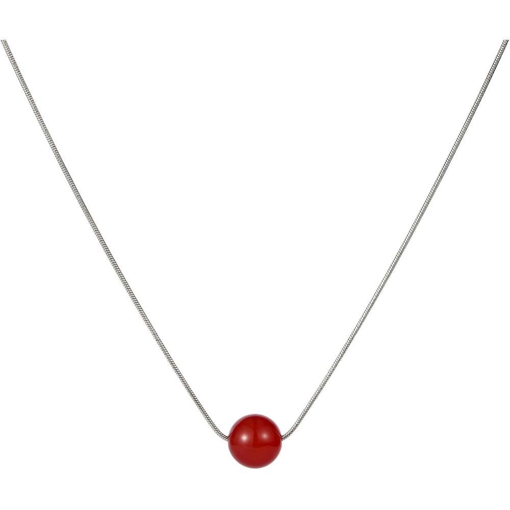 imageLit Wall Crystal Necklaces for Women 10mm 18K Gold White Plated Crystal Pendant Natural Stone Necklace Adjustable Gemstone Necklace Healing Crystal Necklace Silver Necklaces for WomenCarnelian