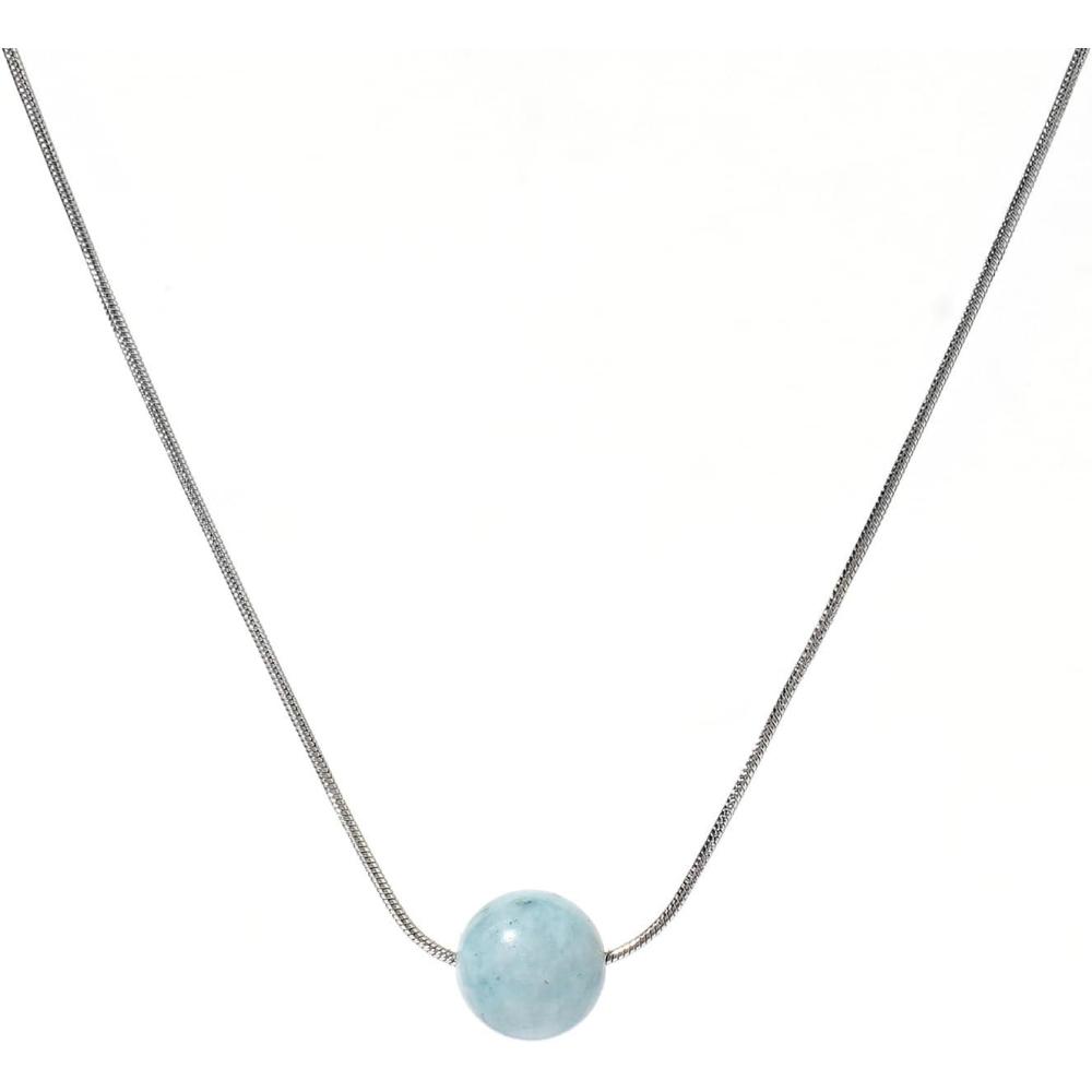 imageLit Wall Crystal Necklaces for Women 10mm 18K Gold White Plated Crystal Pendant Natural Stone Necklace Adjustable Gemstone Necklace Healing Crystal Necklace Silver Necklaces for WomenAquamarine