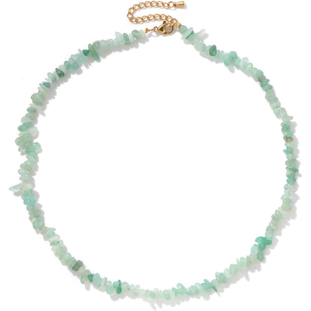imageRaw Crystal Necklaces for Women 58mm Handmade Natural Stone Necklace Beaded Choker Necklace Healing Crystal Necklace Gemstone Necklace Raw Crystal Beaded Necklace for HerJade