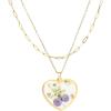 Lit Wall Birth Flower Necklaces for Women Gold 2Pcs 18K Gold Plated Handmade Pressed Flower Necklace Heart Shaped Birth Month Flower Necklace Flower Pendant Necklace Birthday Gifts for Women(February Birth Flower)