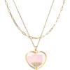 Lit Wall Birth Flower Necklaces for Women Gold 2Pcs 18K Gold Plated Handmade Pressed Flower Necklace Heart Shaped Birth Month Flower Necklace Flower Pendant Necklace Birthday Gifts for Women(September Birth Flower)