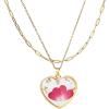Lit Wall Birth Flower Necklaces for Women Gold 2Pcs 18K Gold Plated Handmade Pressed Flower Necklace Heart Shaped Birth Month Flower Necklace Flower Pendant Necklace Birthday Gifts for Women(January Birth Flower)
