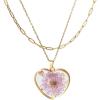 Lit Wall Birth Flower Necklaces for Women Gold 2Pcs 18K Gold Plated Handmade Pressed Flower Necklace Heart Shaped Birth Month Flower Necklace Flower Pendant Necklace Birthday Gifts for Women(November Birth Flower)
