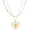 Lit Wall Birth Flower Necklaces for Women Gold 2Pcs 18K Gold Plated Handmade Pressed Flower Necklace Heart Shaped Birth Month Flower Necklace Flower Pendant Necklace Birthday Gifts for Women(April Birth Flower)