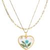 Lit Wall Birth Flower Necklaces for Women Gold 2Pcs 18K Gold Plated Handmade Pressed Flower Necklace Heart Shaped Birth Month Flower Necklace Flower Pendant Necklace Birthday Gifts for Women(March Birth Flower)