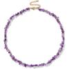 Raw Crystal Necklaces for Women 5-8mm Handmade Natural Stone Necklace Beaded Choker Necklace Healing Crystal Necklace Gemstone Necklace Raw Crystal Beaded Necklace for Her(Amethyst)