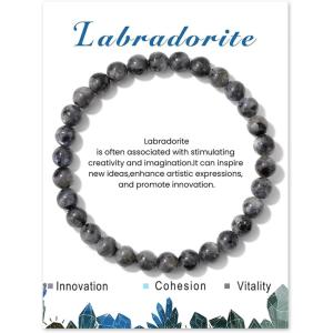 Crystal Bracelet for Women Spiritual 6mm Natural Stone Bracelets Handmade Stretch Crystal Beaded Bracelets Energy Gemstone Bracelet Healing Bracelet Crystal Jewelry for Women Men(labradorite)