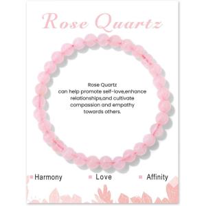 Crystal Bracelet for Women Spiritual 6mm Natural Stone Bracelets Handmade Stretch Crystal Beaded Bracelets Energy Gemstone Bracelet Healing Bracelet Crystal Jewelry for Women Men(rose quartz)