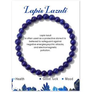 Crystal Bracelet for Women Spiritual 6mm Natural Stone Bracelets Handmade Stretch Crystal Beaded Bracelets Energy Gemstone Bracelet Healing Bracelet Crystal Jewelry for Women Men(lapis lazuli)