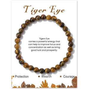 Crystal Bracelet for Women Spiritual 6mm Natural Stone Bracelets Handmade Stretch Crystal Beaded Bracelets Energy Gemstone Bracelet Healing Bracelet Crystal Jewelry for Women Men(tiger eye)