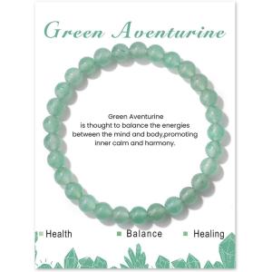 Crystal Bracelet for Women Spiritual 6mm Natural Stone Bracelets Handmade Stretch Crystal Beaded Bracelets Energy Gemstone Bracelet Healing Bracelet Crystal Jewelry for Women Men(green aventurine)