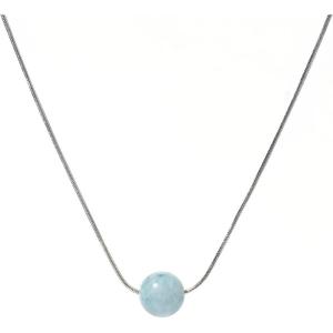 Lit Wall Crystal Necklaces for Women 10mm 18K Gold White Plated Crystal Pendant Natural Stone Necklace Adjustable Gemstone Necklace Healing Crystal Necklace Silver Necklaces for Women(Aquamarine)
