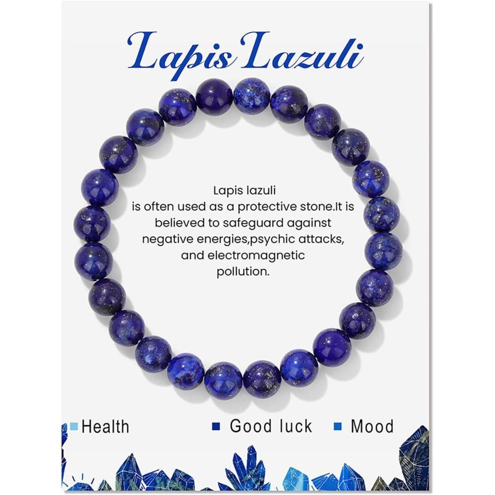 image:image8mm Healing Crystal Bracelet for Women Handmade Natural Stone Bracelets SemiPrecious Gemstone Bracelets Stretch Crystal Beaded Bracelets Healing Gifts for Womenlapis lazuli