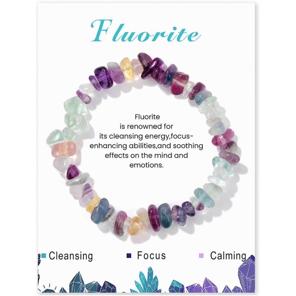 image:imageCrystal Bracelet for Women Handmade 8mm Raw Crystal Bracelets Natural Stone Bracelets SemiPrecious Gemstone Bracelets Stretch Healing Bracelet Jewelry Gifts for Womenfluorite