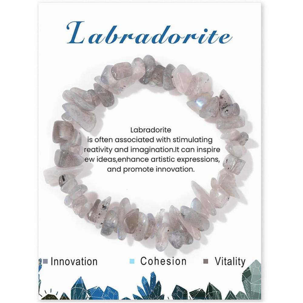 image:imageCrystal Bracelet for Women Handmade 8mm Raw Crystal Bracelets Natural Stone Bracelets SemiPrecious Gemstone Bracelets Stretch Healing Bracelet Jewelry Gifts for Womenlabradorite