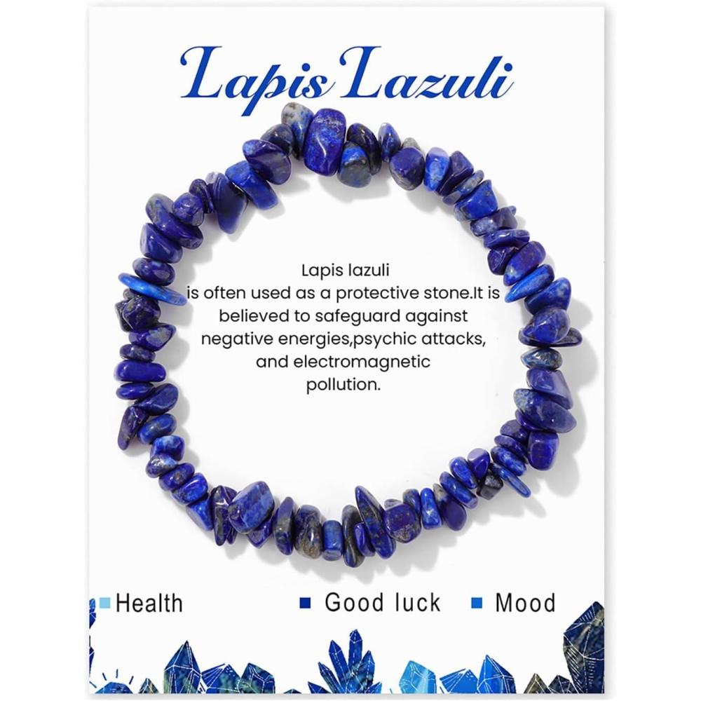 image:imageCrystal Bracelet for Women Handmade 8mm Raw Crystal Bracelets Natural Stone Bracelets SemiPrecious Gemstone Bracelets Stretch Healing Bracelet Jewelry Gifts for Womenlapis lazuli