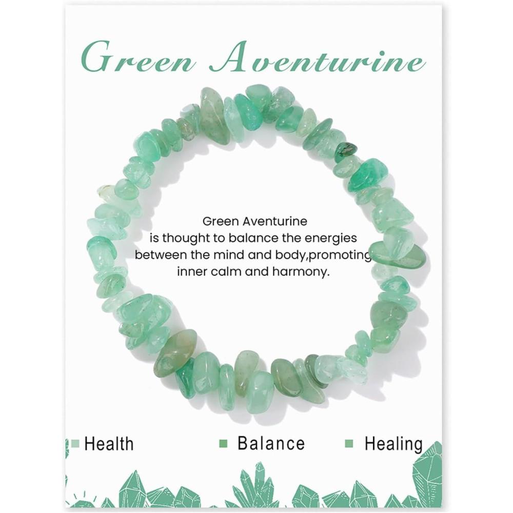 image:imageCrystal Bracelet for Women Handmade 8mm Raw Crystal Bracelets Natural Stone Bracelets SemiPrecious Gemstone Bracelets Stretch Healing Bracelet Jewelry Gifts for Womengreen aventurine