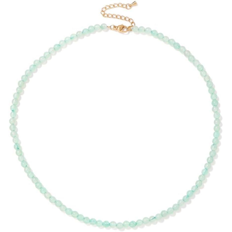 image:imageCrystal Necklaces for Women 4mm Handmade Natural Stone Choker Beaded Necklace Healing Crystal Necklace Gemstone Necklace Crystal Bead Necklace for WomenJade