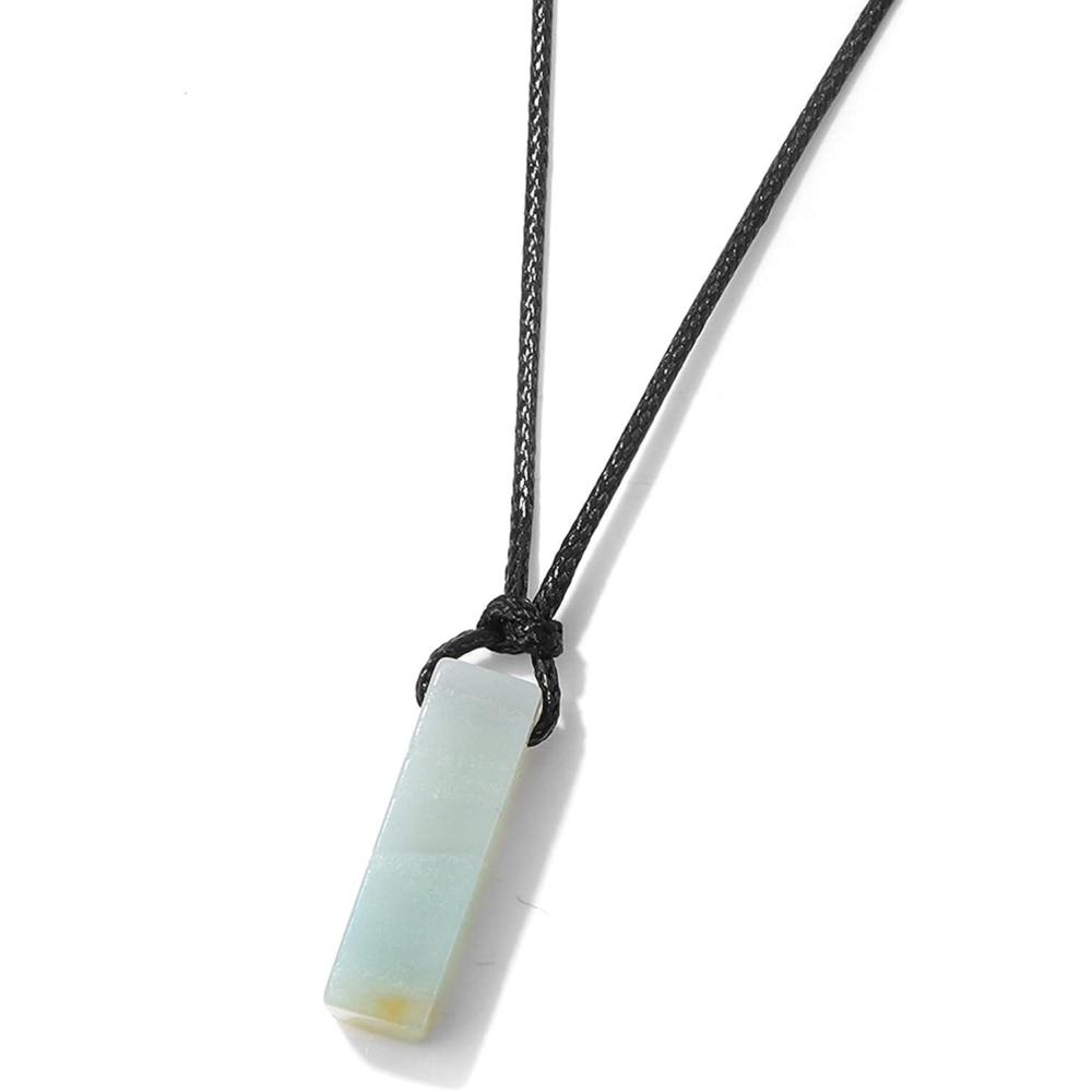 image:imageCrystal Necklaces for Women Gemstone Pendant Necklace Adjustable Handmade Black Rope Natural Stone Spiritual Necklace Energy Crystals and Healing Stones Necklace for Menamazonite
