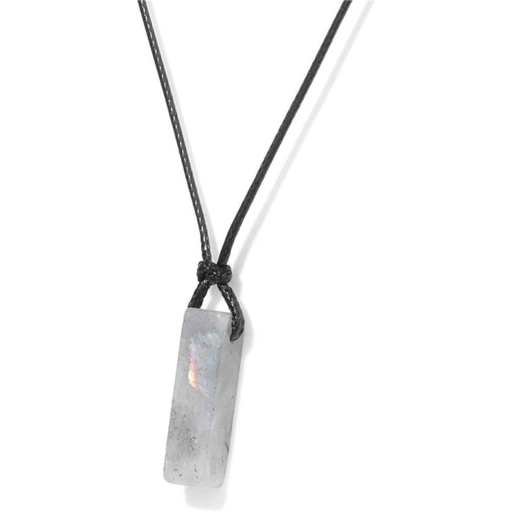 image:imageCrystal Necklaces for Women Gemstone Pendant Necklace Adjustable Handmade Black Rope Natural Stone Spiritual Necklace Energy Crystals and Healing Stones Necklace for Menlabradorite