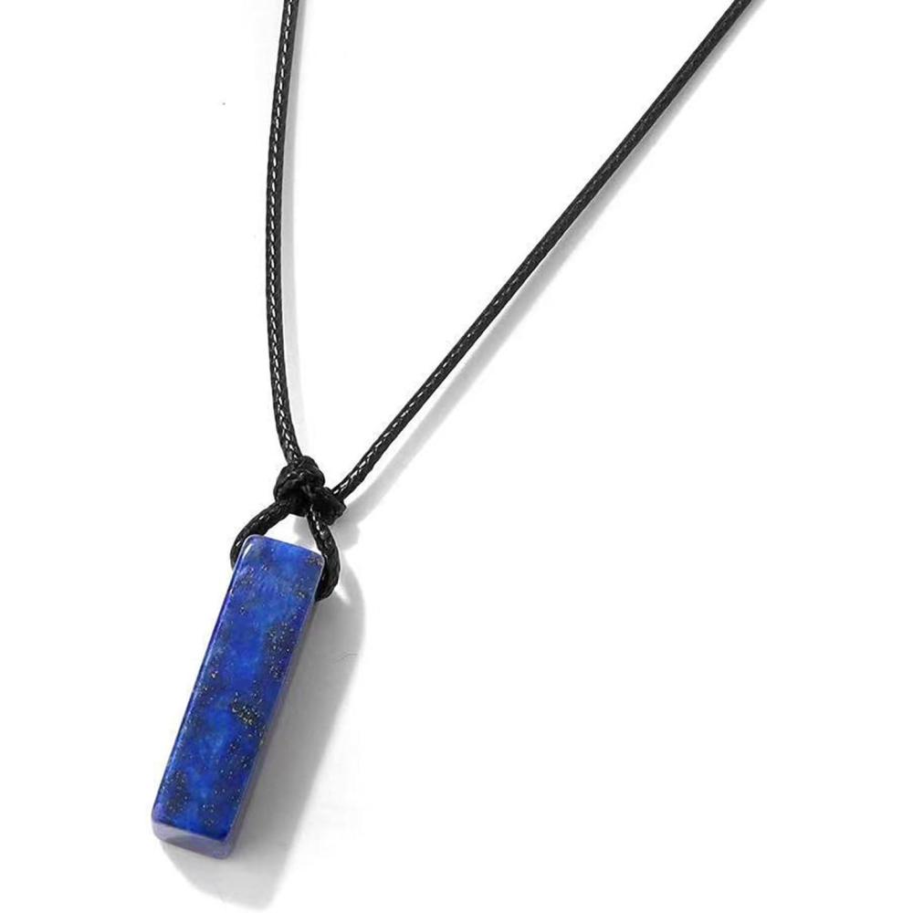 image:imageCrystal Necklaces for Women Gemstone Pendant Necklace Adjustable Handmade Black Rope Natural Stone Spiritual Necklace Energy Crystals and Healing Stones Necklace for Menlapis lazuli
