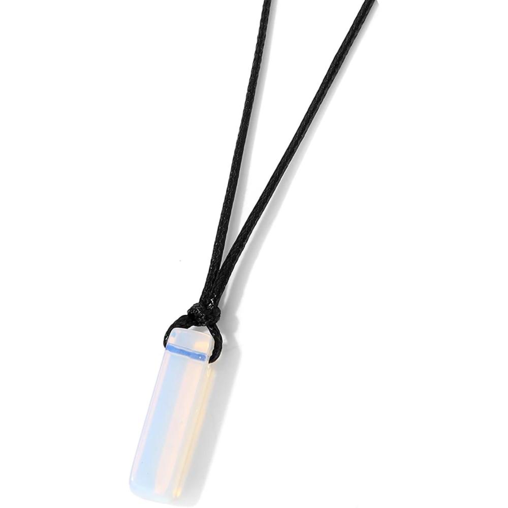 image:imageCrystal Necklaces for Women Gemstone Pendant Necklace Adjustable Handmade Black Rope Natural Stone Spiritual Necklace Energy Crystals and Healing Stones Necklace for Menmoonstone