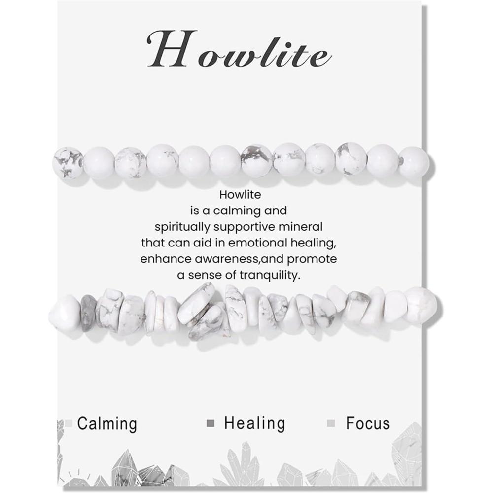 image:imageHealing Crystal Bracelets for Women 2 PCS 6mm Natural Stone Bracelet Stretch Crystal Beaded Bracelets Handmade Gemstone Bracelet Jewelry Gifts Christmas Gifts for Women Girlshowlite