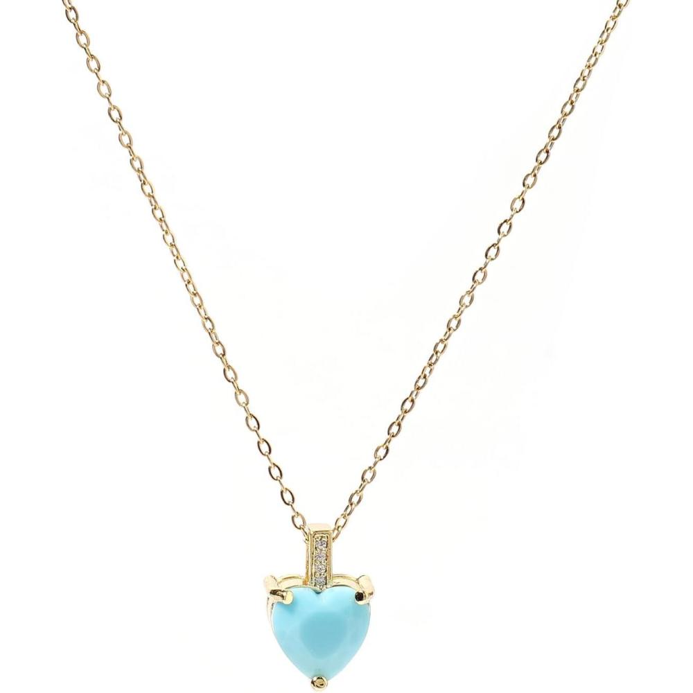 image:imageHeart Birthstone Necklace for Women 14K Gold Plated Birthstone Pendant Necklace Cubic Zirconia Diamond Necklace Dainty Gold Necklace Birthday Gifts for Women Girls12 DecemberTurquoise