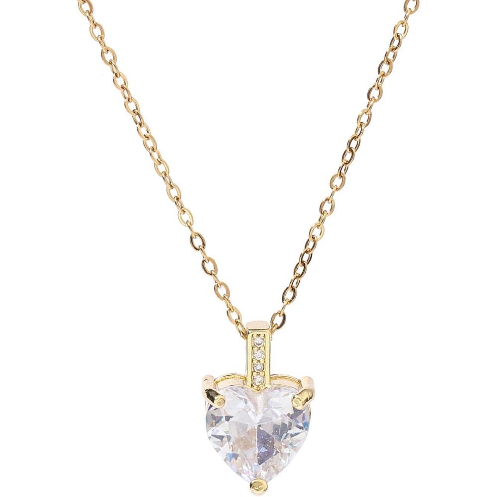 image:imageHeart Birthstone Necklace for Women 14K Gold Plated Birthstone Pendant Necklace Cubic Zirconia Diamond Necklace Dainty Gold Necklace Birthday Gifts for Women Girls04 AprilDiamond