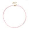 Crystal Necklaces for Women 4mm Handmade Natural Stone Choker Beaded Necklace Healing Crystal Necklace Gemstone Necklace Crystal Bead Necklace for Women(Rose Quartz)