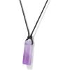 Crystal Necklaces for Women Gemstone Pendant Necklace Adjustable Handmade Black Rope Natural Stone Spiritual Necklace Energy Crystals and Healing Stones Necklace for Men(amethyst)