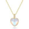 Heart Birthstone Necklace for Women, 14K Gold Plated Birthstone Pendant Necklace Cubic Zirconia Diamond Necklace Dainty Gold Necklace Birthday Gifts for Women Girls(06. June(Moonstone))