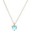 Heart Birthstone Necklace for Women, 14K Gold Plated Birthstone Pendant Necklace Cubic Zirconia Diamond Necklace Dainty Gold Necklace Birthday Gifts for Women Girls(03. March(Aquamarine))