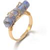 Raw Crystal Rings for Women 14k Gold Plated Adjustable Natural Stone Ring Irregular Wire Wrapped Rings Gold Gemstone Rings Crystal Jewelry Gifts Healing Crystal Rings for Women(lapis lazuli)