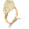 Raw Crystal Rings for Women 14k Gold Plated Adjustable Natural Stone Ring Irregular Wire Wrapped Rings Gold Gemstone Rings Crystal Jewelry Gifts Healing Crystal Rings for Women(peridot)
