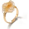 Raw Crystal Rings for Women 14k Gold Plated Adjustable Natural Stone Ring Irregular Wire Wrapped Rings Gold Gemstone Rings Crystal Jewelry Gifts Healing Crystal Rings for Women(citrine)