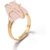 Raw Crystal Rings for Women 14k Gold Plated Adjustable Natural Stone Ring Irregular Wire Wrapped Rings Gold Gemstone Rings Crystal Jewelry Gifts Healing Crystal Rings for Women(rose quartz)