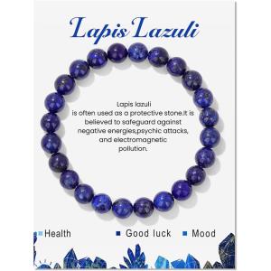 8mm Healing Crystal Bracelet for Women Handmade Natural Stone Bracelets Semi-Precious Gemstone Bracelets Stretch Crystal Beaded Bracelets Healing Gifts for Women(lapis lazuli)