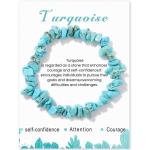 Crystal Bracelet for Women Handmade 8mm Raw Crystal Bracelets Natural Stone Bracelets Semi-Precious Gemstone Bracelets Stretch Healing Bracelet Jewelry Gifts for Women(turquoise)