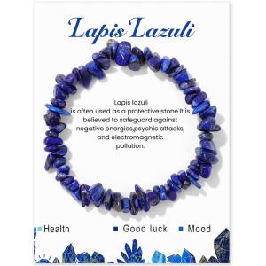 Crystal Bracelet for Women Handmade 8mm Raw Crystal Bracelets Natural Stone Bracelets Semi-Precious Gemstone Bracelets Stretch Healing Bracelet Jewelry Gifts for Women(lapis lazuli)