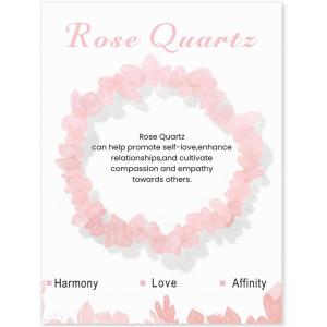 Crystal Bracelet for Women Handmade 8mm Raw Crystal Bracelets Natural Stone Bracelets Semi-Precious Gemstone Bracelets Stretch Healing Bracelet Jewelry Gifts for Women(rose quartz)