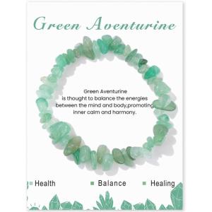 Crystal Bracelet for Women Handmade 8mm Raw Crystal Bracelets Natural Stone Bracelets Semi-Precious Gemstone Bracelets Stretch Healing Bracelet Jewelry Gifts for Women(green aventurine)