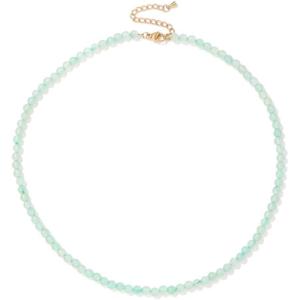 Crystal Necklaces for Women 4mm Handmade Natural Stone Choker Beaded Necklace Healing Crystal Necklace Gemstone Necklace Crystal Bead Necklace for Women(Jade)